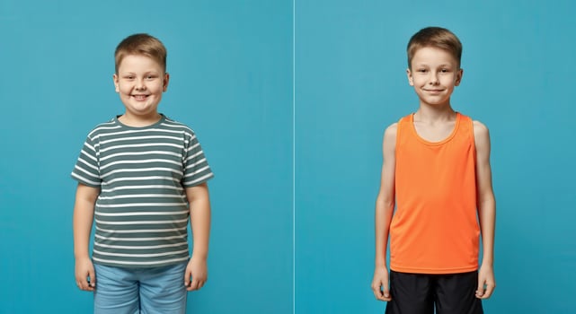 Contrasting fashion styles in youth portraits on a blue background photo