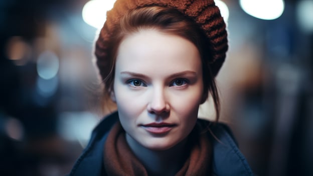 Portrait of a Young Woman in Winter Attire photo