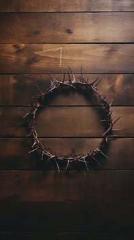 Crown of thorns on a wooden background photo