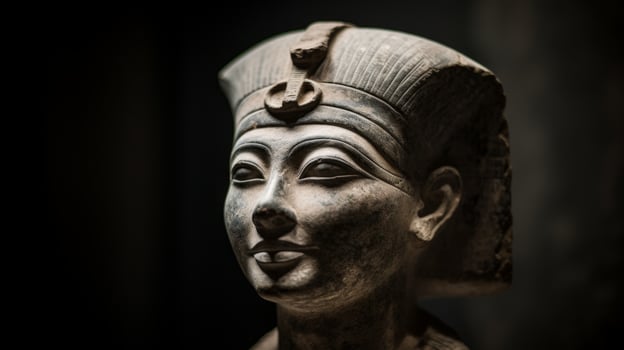 Ancient Egyptian statue in Dramatic Lighting photo