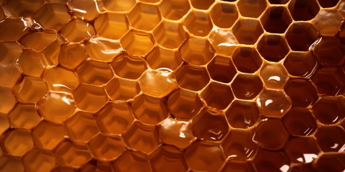 Close up of Golden Honeycomb Full of Honey photo