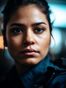 Portrait of a determined female police officer photo