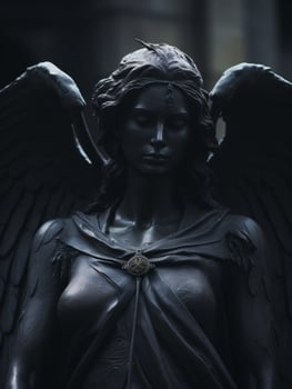 Majestic angel statue in dramatic lighting photo