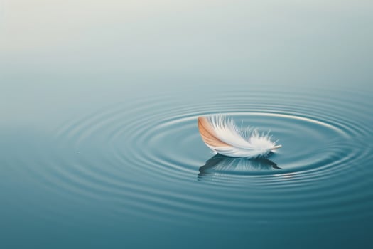 Serene feather floating on calm water photo