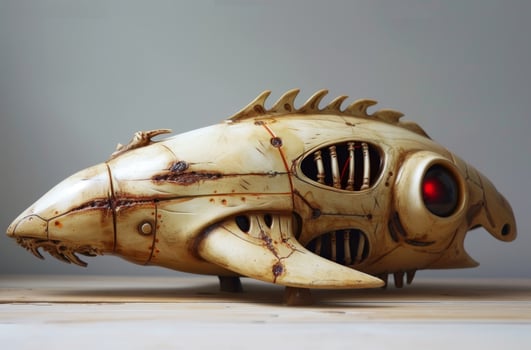 Futuristic robotic fish sculpture on display photo