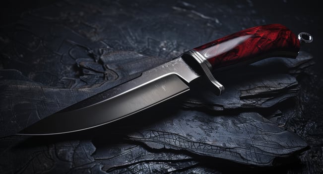 Elegant hunting knife on a dark textured background photo