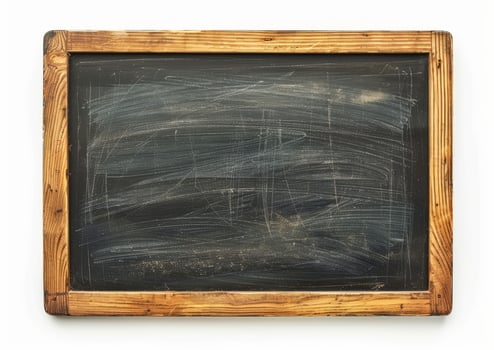 Empty blackboard with wooden frame isolated on white photo