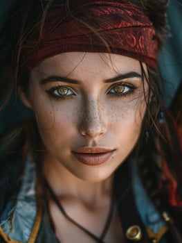 Portrait of a young woman with a bohemian style headband photo