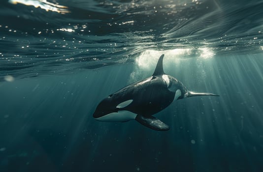 Orca Swimming Gracefully Underwater photo
