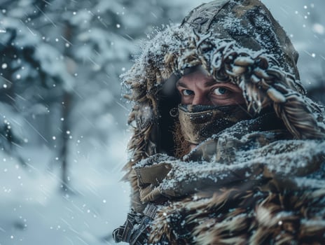 Winter Soldier Braving the Snow in Camouflage photo