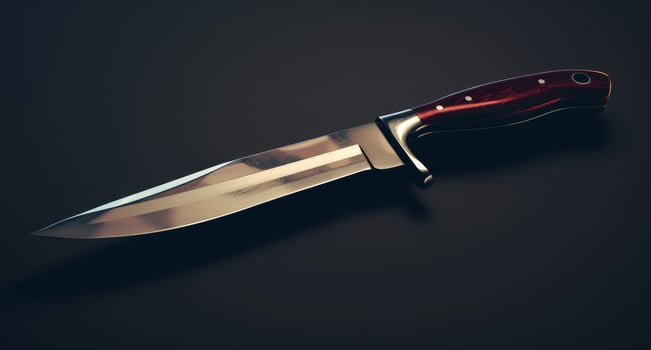 Elegant kitchen knife on a dark background photo