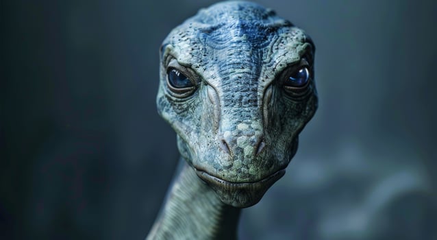 Close up Portrait of a Realistic Dinosaur Model photo