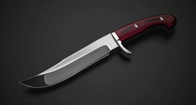 Elegant hunting knife with a wooden handle on a dark background photo