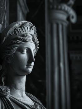 Classic statue of a female figure in dramatic lighting photo