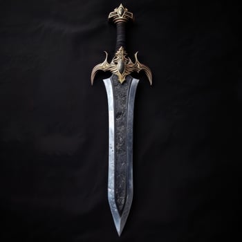 Ornate medieval sword on a dark background photo