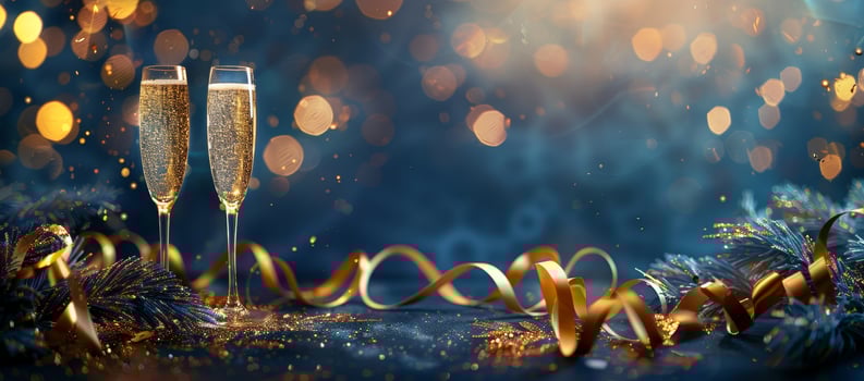 Elegant Celebration with Champagne and Festive Decorations photo