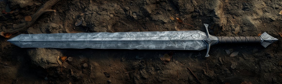 Ancient Sword Buried in Ground photo