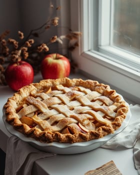 Freshly Baked Apple Pie on a Windowsill photo