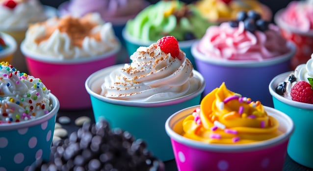 Colorful Assortment of Gourmet Frozen Yogurts photo