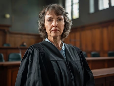 Confident female judge in a courtroom photo