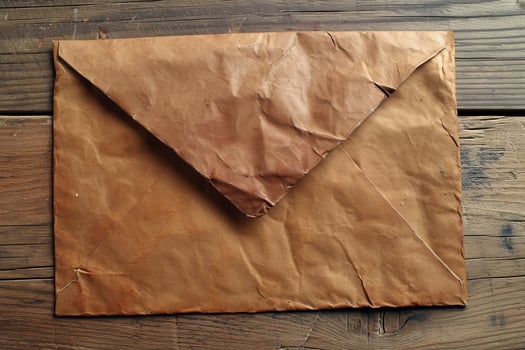 Vintage paper envelope on wooden background photo