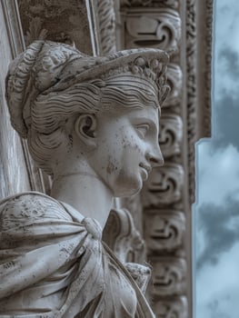 Close up of an intricate stone sculpture on a historical building photo