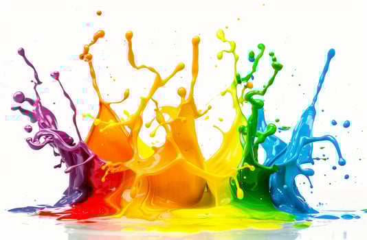 Colorful paint splashes isolated on white background photo
