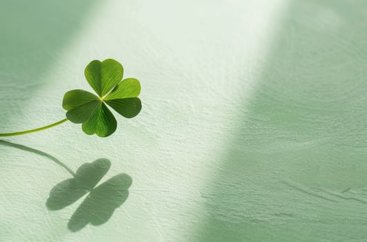 Four leaf clover casting a shadow on a textured surface photo