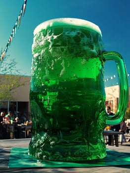 Festive Green Beer in a Mug for St Patricks Day Celebration photo