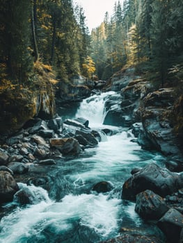 Serene Waterfall in a Lush Forest photo