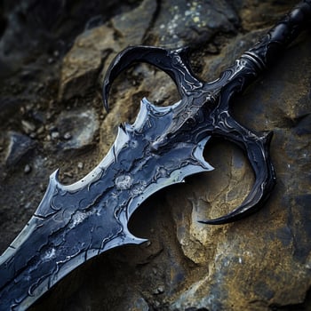 Fantasy Sword on Rocky Surface photo