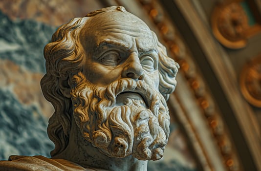 Ancient Philosopher Statue with Intricate Details photo