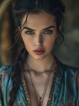 Portrait of a Young Woman with Intense Gaze photo