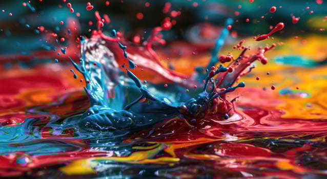 Vibrant Paint Splashes on Colorful Background photo