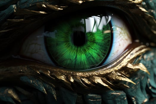Close up of a Green Human Eye with Artistic Makeup photo