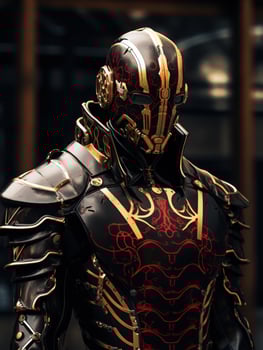 Futuristic Knight in Ornate Armor photo