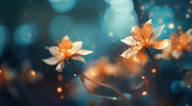 Ethereal Flowers Glowing in Magical Light photo