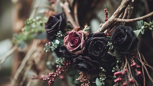 Elegant Dark Floral Arrangement photo