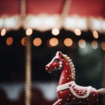 Vintage Carousel Horse with Festive Decorations photo