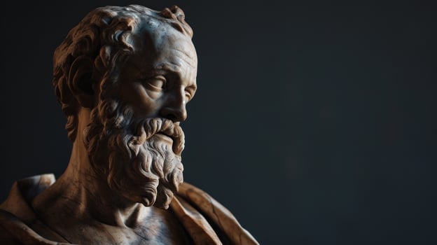 Classical sculpture portrait with dramatic lighting photo