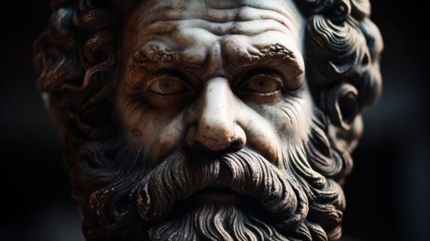 Close up of an Ancient Philosophers Sculpture photo