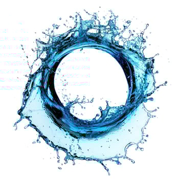 Dynamic Blue Water Splash Isolated on White Background photo