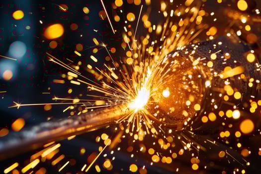 Sparks flying from welding in an industrial setting photo