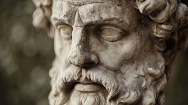 Close up of an Ancient Sculptures Face photo
