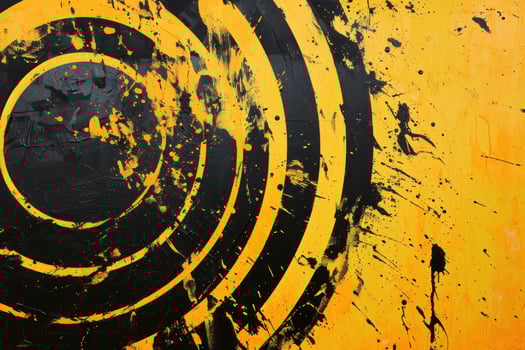 Abstract yellow and black paint splatter background photo