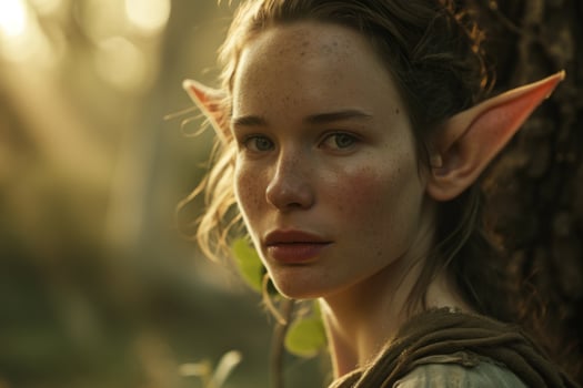 a woman with ears and freckles photo
