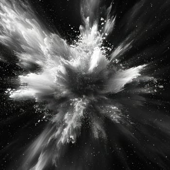a white powder explosion in black background photo