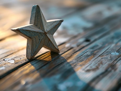 a star on a wood surface photo