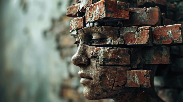 a close up of a womans face photo