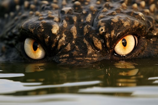 a close up of an alligators eyes photo